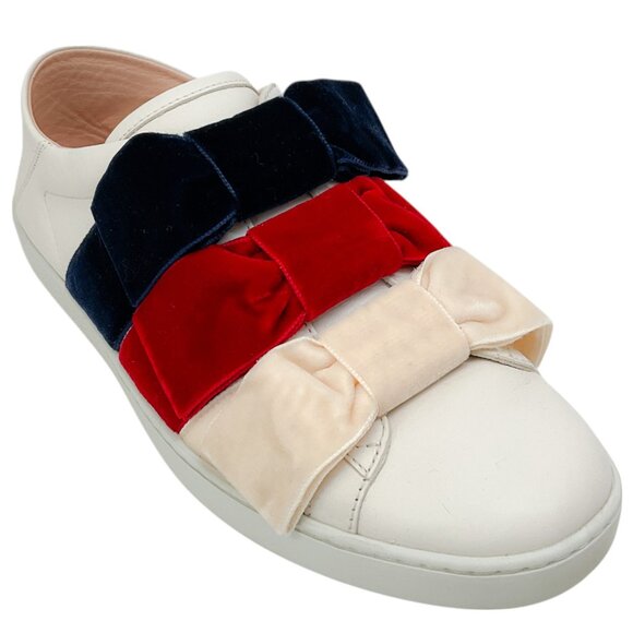 Gucci White Leather Sneakers with Multi Velvet Bows - Picture 1 of 6